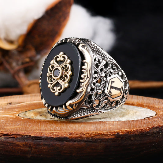 Siyah Oniks Taşlı Erkek Yüzük (SS-038)