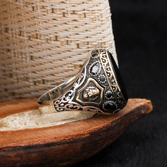 Siyah Oniks Taşlı Erkek Yüzük