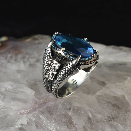 Aquamarine Taşlı Gümüş Yüzük