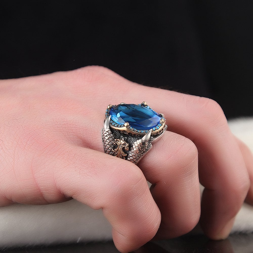 Aquamarine Taşlı Gümüş Yüzük
