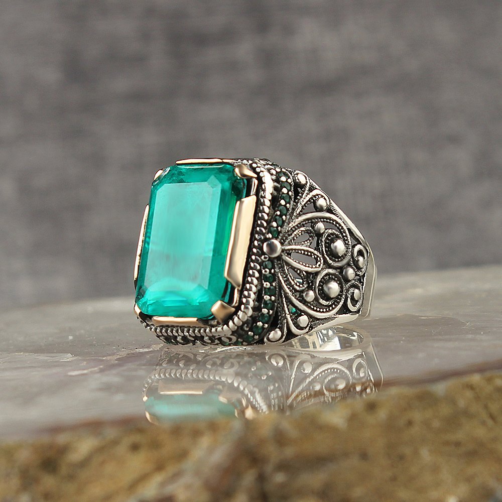 Paraiba Taşlı Gümüş Yüzük
