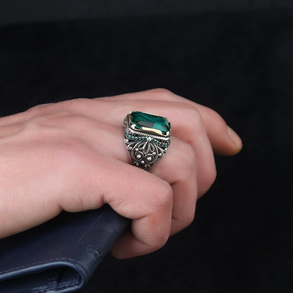 Paraiba Taşlı Gümüş Yüzük