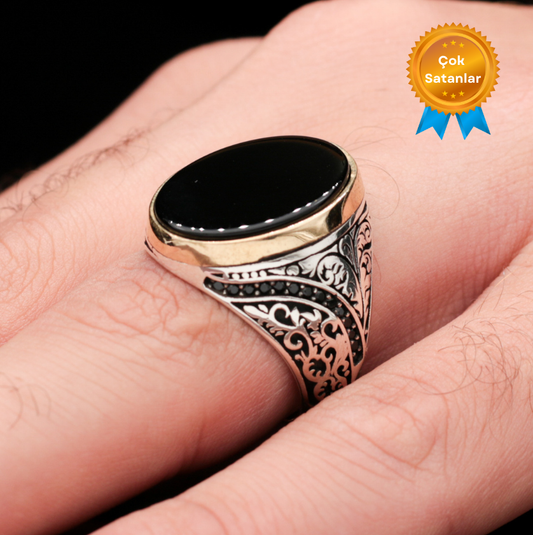 Siyah Oniks Erkek Yüzük (SS-037)