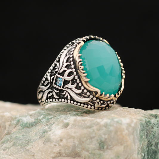 Paraiba Taşlı Gümüş Yüzük