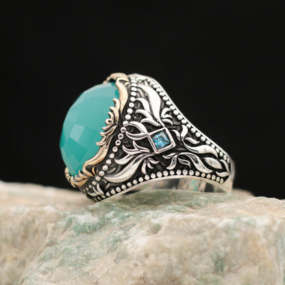 Paraiba Taşlı Gümüş Yüzük