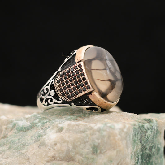 Akik Taşlı Gümüş Yüzük