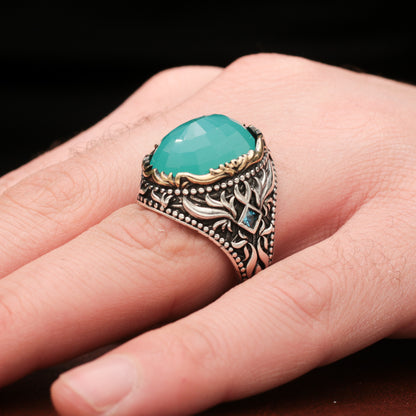 Paraiba Taşlı Gümüş Yüzük