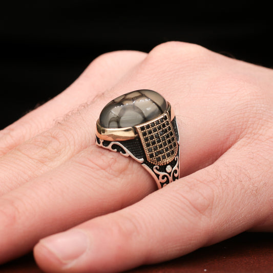 Akik Taşlı Gümüş Yüzük