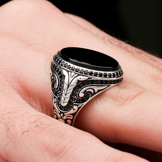 Siyah Oniks Taşlı Yüzük (SS-041)