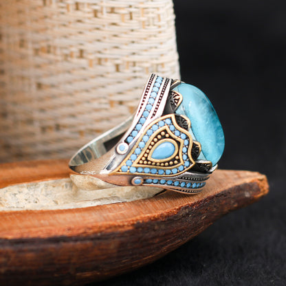 Aquamarine Taşlı Gümüş Yüzük