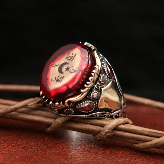 Allah Vatan Namus İttihad Bayrağı (Ters Bayrağı) Gümüş Erkek Yüzük