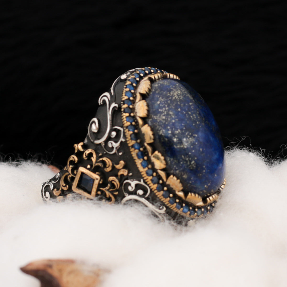 Lapis Lazuli Taşlı Gümüş Erkek Yüzük