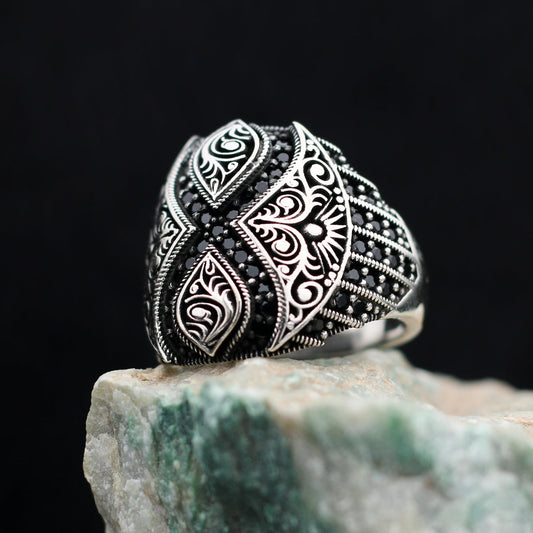 Siyah Zirkon Taşlı Yüzük