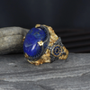 Rodaj Kaplamalı Lapis Lazuli Taşlı Gümüş Yüzük
