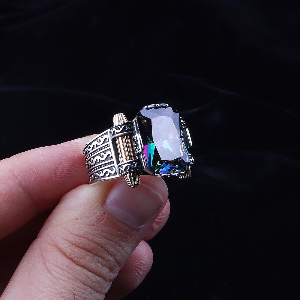 Mistik Topaz Taşlı Erkek Yüzük (PS-016)