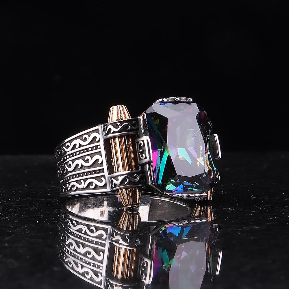 Mistik Topaz Taşlı Erkek Yüzük (PS-016)