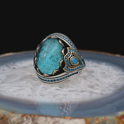 Aquamarine Taşlı Gümüş Yüzük