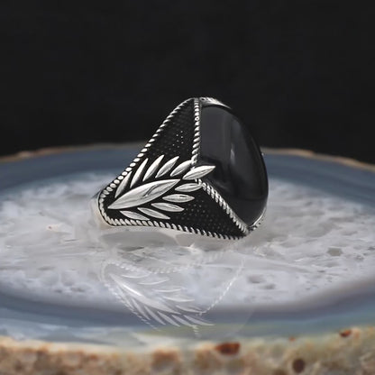 Yaprak Model Oniks Yüzük (SS-002)